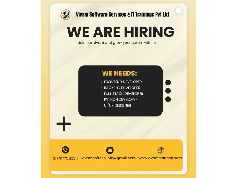 Exclusive Technical (IT) Hirings in our Kakinada