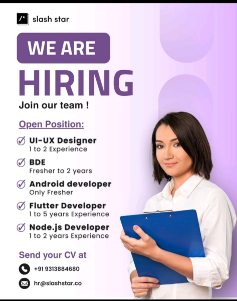 IT Jobs in Kakinada | UI UX, Android, Flutter, Node.js Jobs – Slash Star