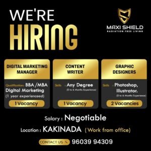 Digital Marketing Manager, Content Writer & Graphic Designer Jobs in Kakinada