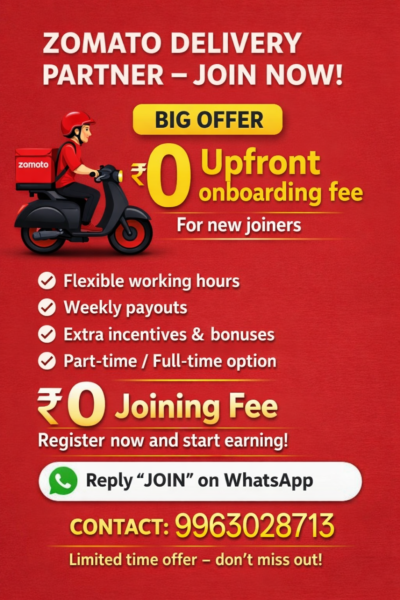 Zomato Delivery Partner Jobs – Earn Up to ₹35,000/Month