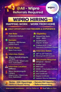 WIPRO HIRING – MAPPING WORK | WORK FROM HOME