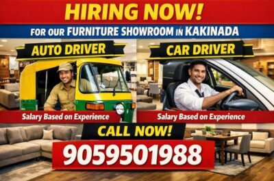 Auto Driver & Car Driver Jobs in Kakinada – Furniture Showroom Hiring Now