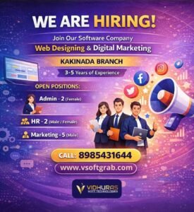 Web Designing & Digital Marketing Jobs in Kakinada – 3-5 Years Experience