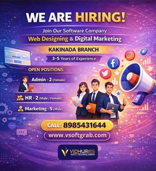 Web Designing & Digital Marketing Jobs in Kakinada – 3-5 Years Experience