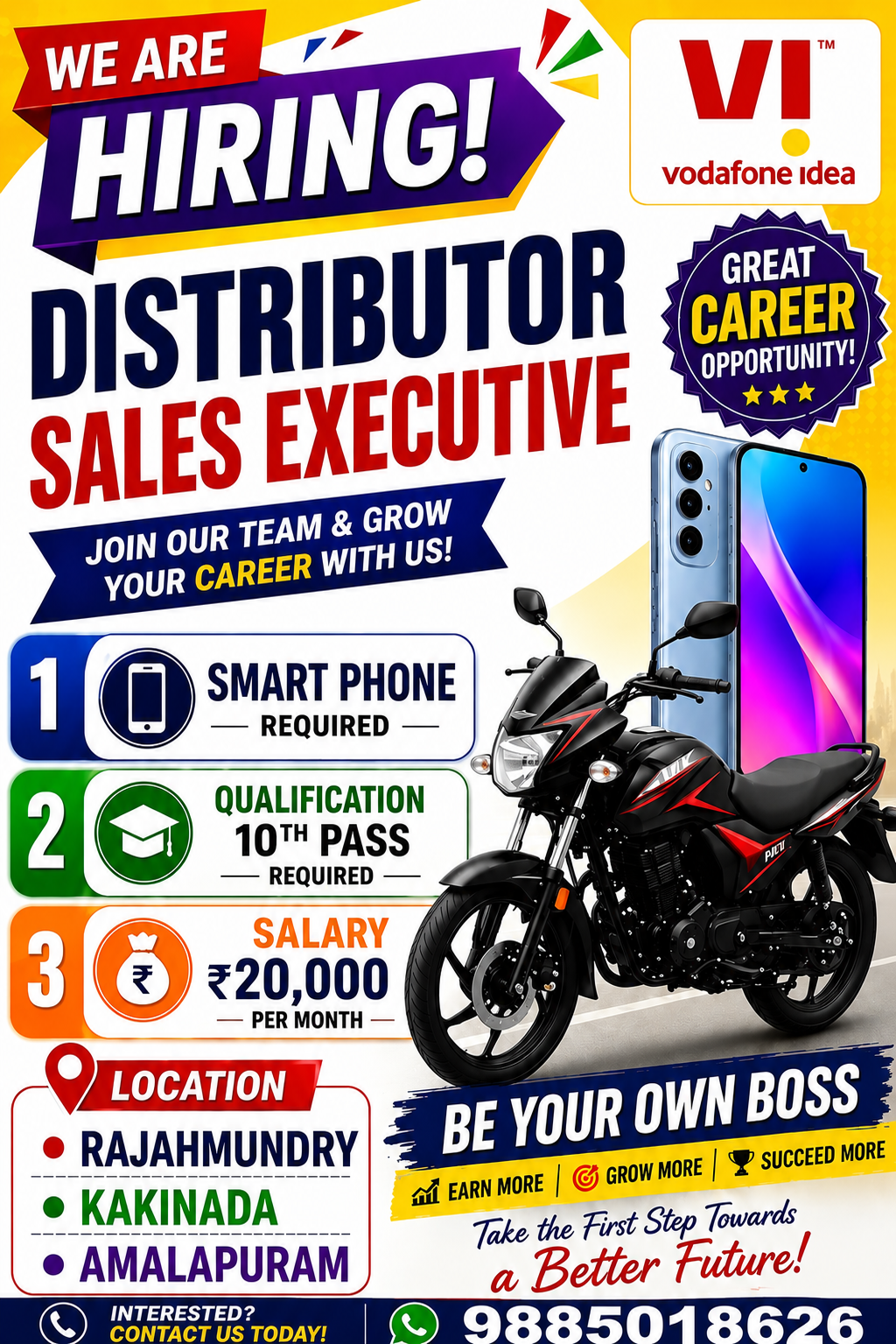 Distributor Sales Executive Jobs in Kakinada, Rajahmundry & Amalapuram – VI Hiring 2026