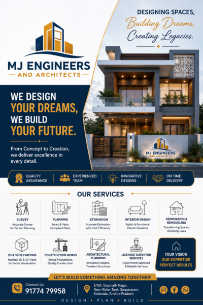 MJ Engineers & Architects in Kakinada | Design & Construction