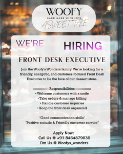 Front Desk Executive Jobs in Kakinada – Woofy's Wonders