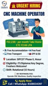 CNC Operator Jobs in Hosur 2026 | Freshers Hiring | Free Food & Accommodation